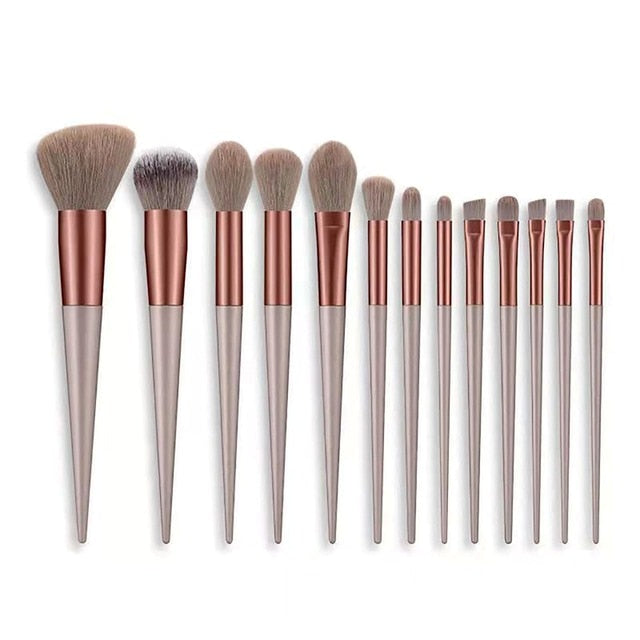 13pcs Soft Makeup Brushes Set Eyeliner Eye Shadow Brush Cosmetic Foundation Blush Powder Blending Beauty Makeup Tool Maquiagem 13 PCS Makeup Brushes Set in bag DailyAlertDeals Black  