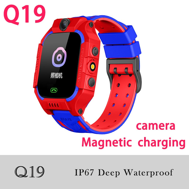 Q12 Children Smart Watch SOS Phone Watch Smartwatch Kids With Sim Card Photo Waterproof IP67 A28 Q19 Gift For IOS Android Z5S W5 0 DailyAlertDeals Q19 Red IP67 English version 