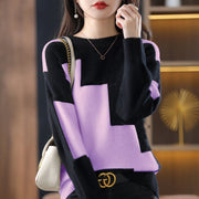 Causal O Neck Long Sleeve T Shirts Fashion Skinny Solid Color Patchwork Female Clothing Free Shipping Elegant Simple Wild Tops 0 DailyAlertDeals Lavender S 