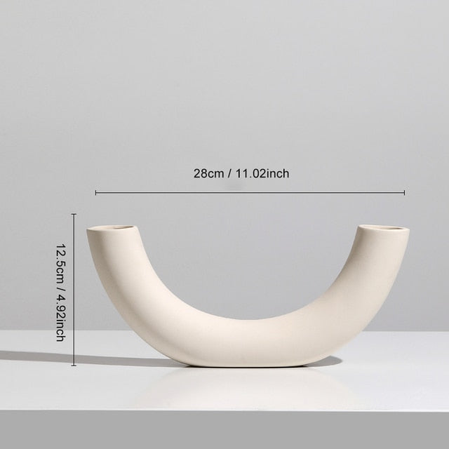 Nordic Vase Circular Hollow Ceramic Donuts Flower Pot Home Living Room Decoration Accessories Interior Office Desktop Decor Gift Vases DailyAlertDeals WAN -XING  