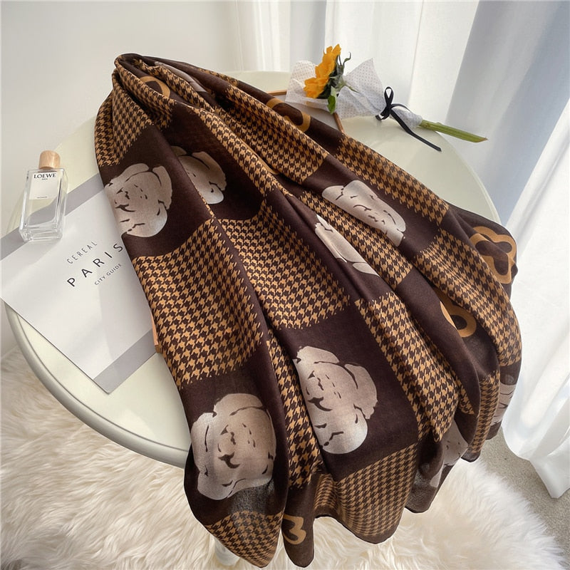 2022 New Design Brand Women Scarf Fashion Print Cotton Spring Winter Warm Scarves Hijabs Lady Pashmina Foulard Bandana Plaid 0 DailyAlertDeals M104-1 180x90cm 