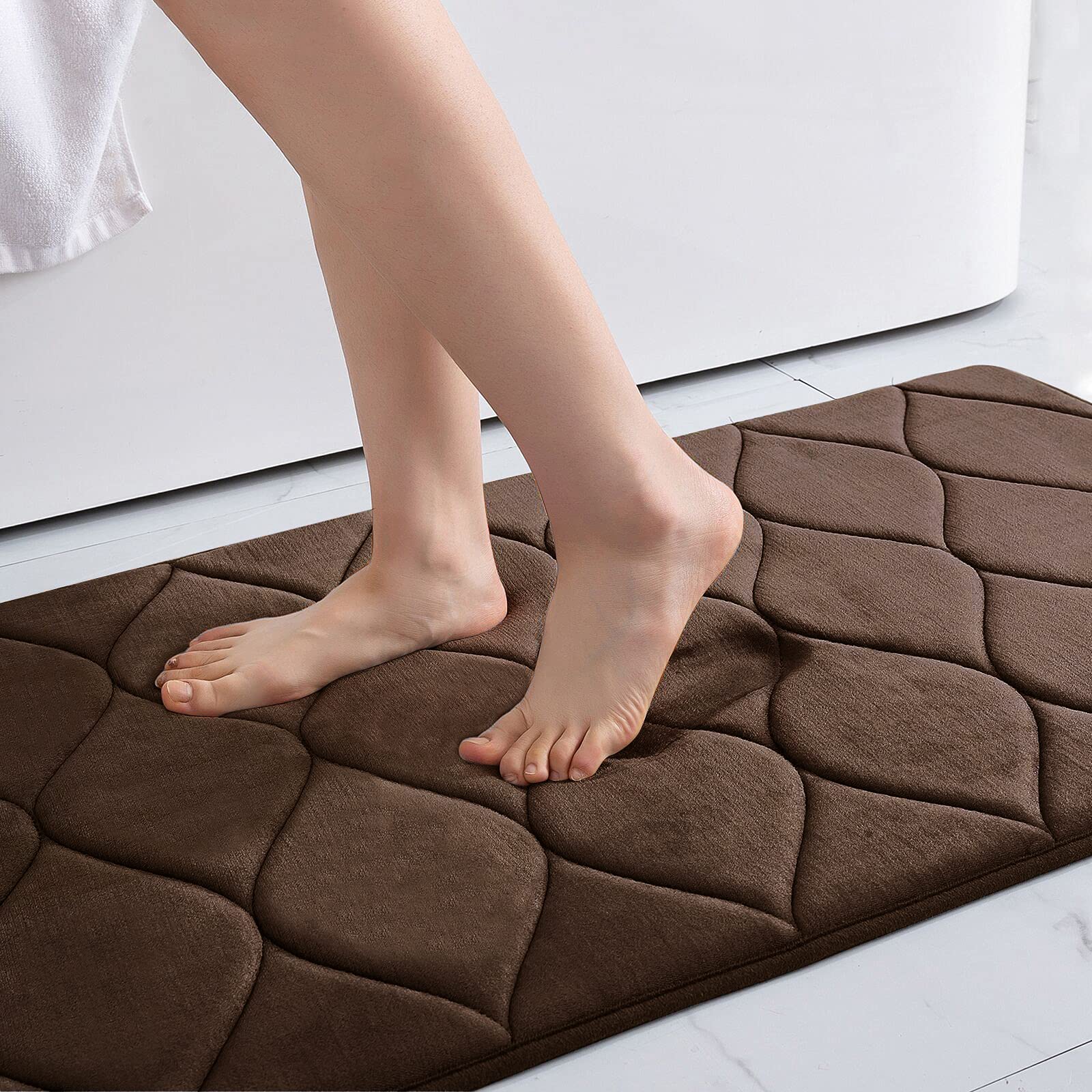 Memory Foam Bath Mat Anti-Slip Shower Carpet Soft Foot Pad Decoration Floor Protector Absorbent Quick Dry Bathroom Rug Mats & Rugs DailyAlertDeals 43x61cm(17x24inch) China coffee