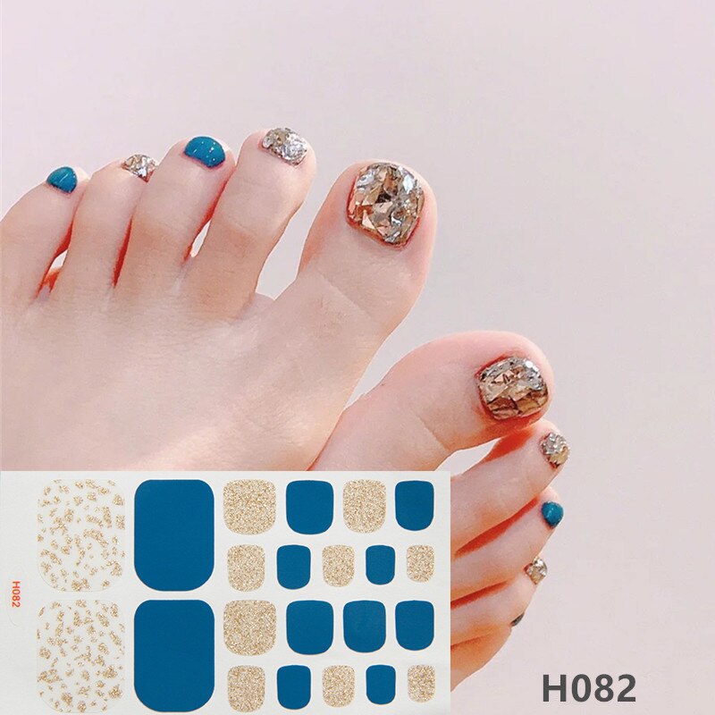 22tips Korea Toe Nail Sticker Wraps Adhesive Decals Toenail Polish Strips DIY Pedicure Foot Decals Manicure Women nail art DailyAlertDeals H082  