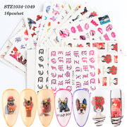 18-50Pcs/Set Mixed Design New Nail Art Sticker Set Black Lace Gold Silver Glitter Flower Water Decal Slider Wraps Decor Manicure Nail Sticker DailyAlertDeals STZ1034-1049(16pcs)  