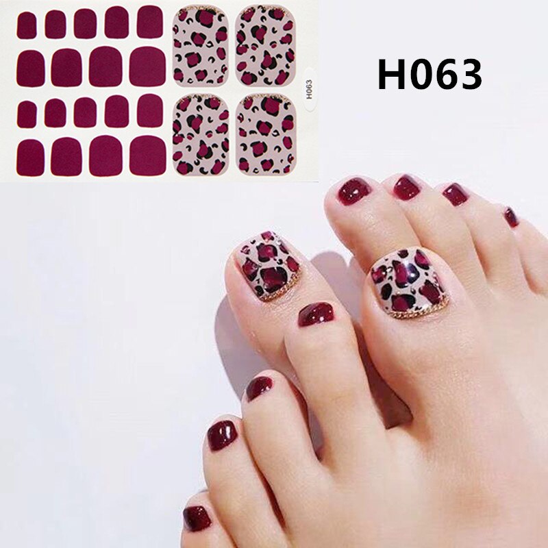 22tips Korea Toe Nail Sticker Wraps Adhesive Decals Toenail Polish Strips DIY Pedicure Foot Decals Manicure Women nail art DailyAlertDeals H063  