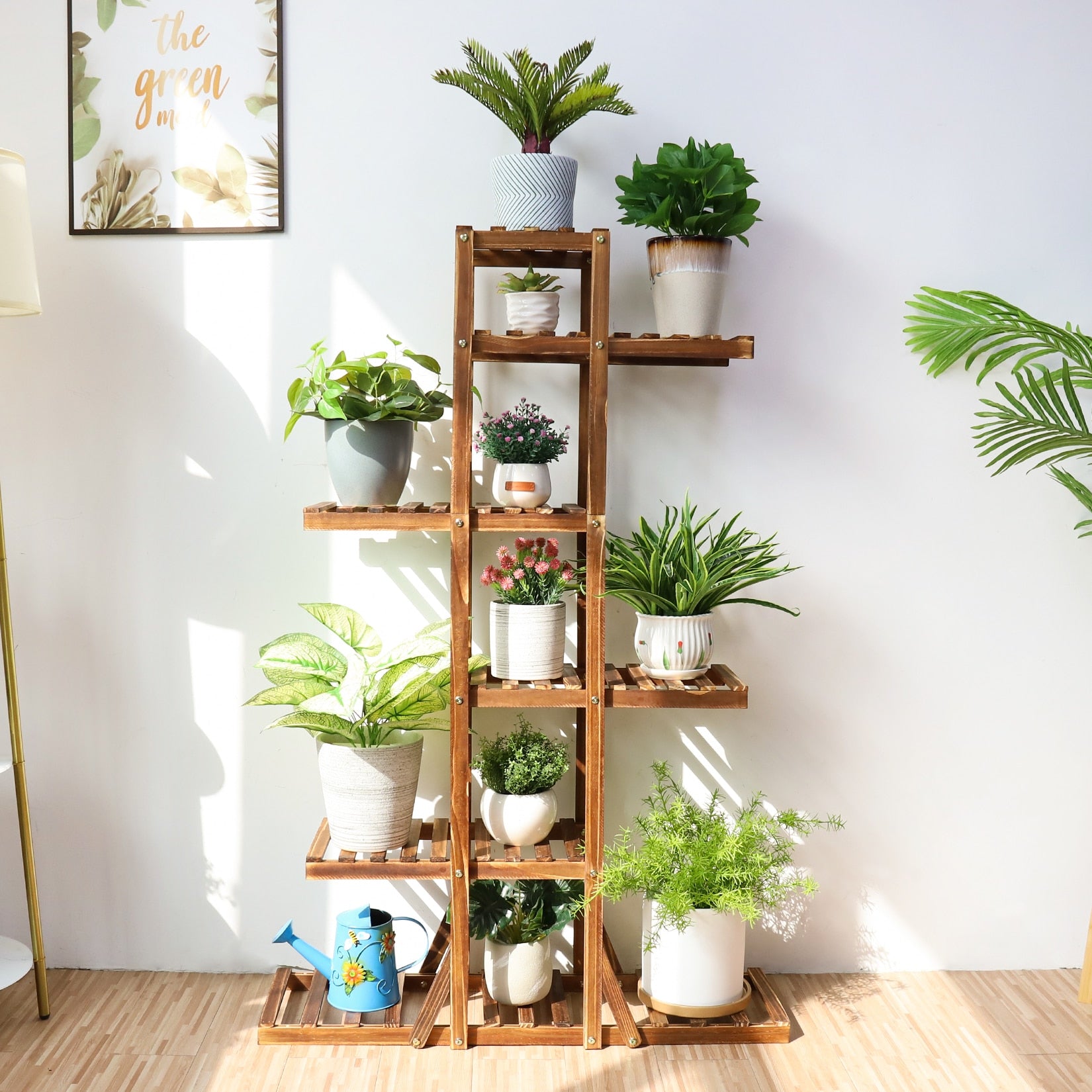 6 Tier Wooden Plant Stand Carbonized Wood Plant Stand Holder Flower Display Stand Flower Pot Rack Bonsai Display Bench Patio She 6 Tier Wooden Plant Stand Carbonized DailyAlertDeals   