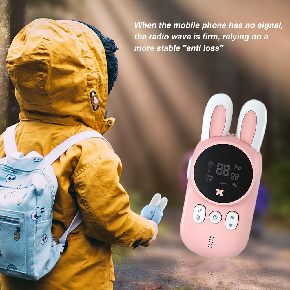 Portable Handheld Rabbit Shape Walkie Talkie Outdoor Radio Transceiver Interphone for Kids 1km Range LCD Screen Radio walkie talkie toy for children DailyAlertDeals   