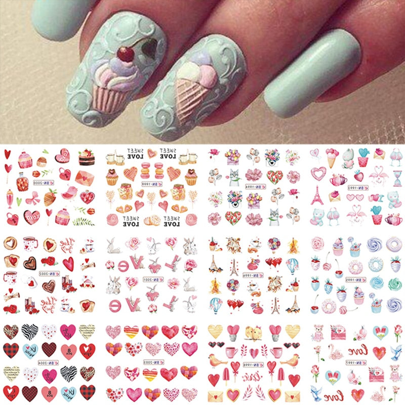 12 Designs Nail Stickers Set Mixed Floral Geometric Nail Art Water Transfer Decals Sliders Flower Leaves Manicures Decoration 0 DailyAlertDeals BN1993-BN2004  