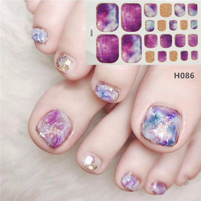 22tips Korea Toe Nail Sticker Wraps Adhesive Decals Toenail Polish Strips DIY Pedicure Foot Decals Manicure Women nail art DailyAlertDeals H086  