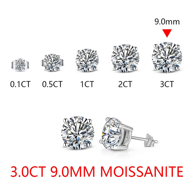 ATTAGEMS 2 Carat 8.0mm D Color Moissanite Stud Earrings For Women Top Quality 100% 925 Sterling Silver Sparkling Wedding Jewelry 0 DailyAlertDeals 3.0CT VVSI1 9.0mm China No Certificate 925