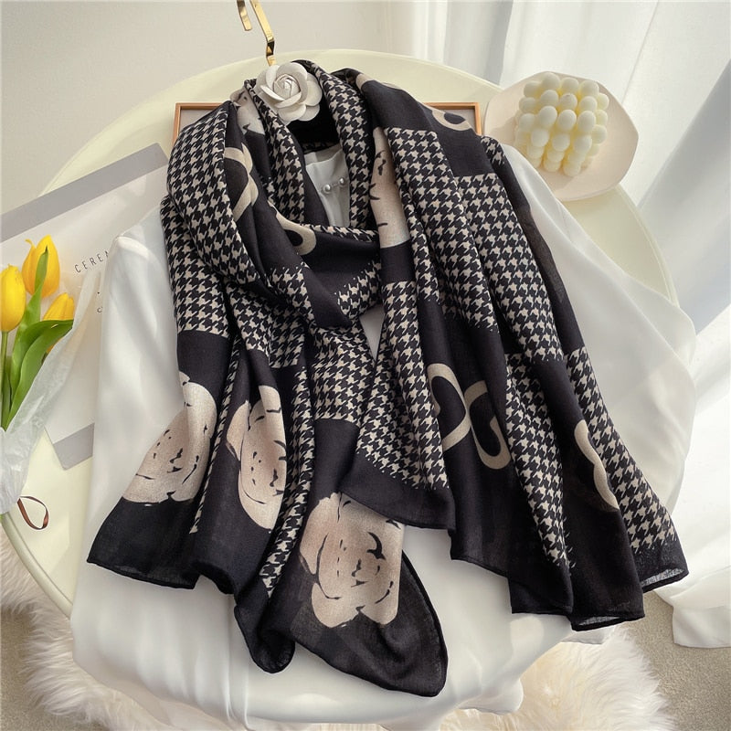 2022 New Design Brand Women Scarf Fashion Print Cotton Spring Winter Warm Scarves Hijabs Lady Pashmina Foulard Bandana Plaid 0 DailyAlertDeals M104-3 180x90cm 