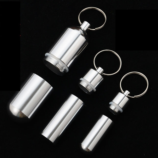 Waterproof Aluminum Pill Box Case Bottle Cache Drug Holder for Traveling Camping Container Keychain Medicine Box Health Care health care pill box DailyAlertDeals   