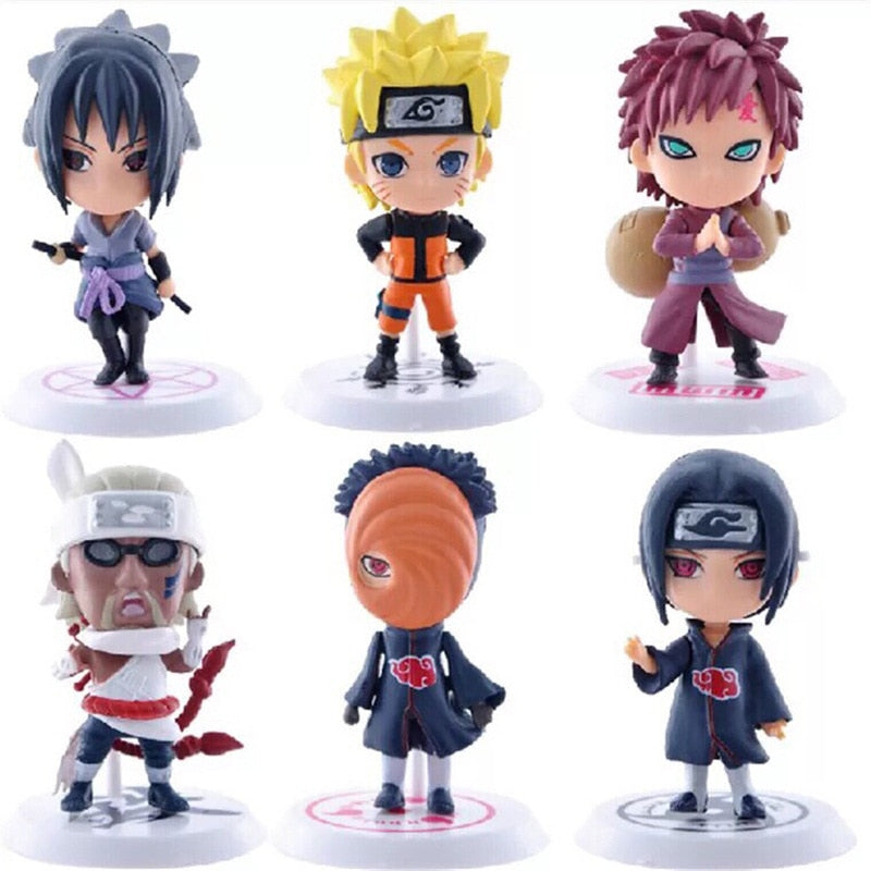 6 Pcs/Lot NARUTO Sasuke Gaara Uchiha Madara Figure 7-8cm 2 Style Personality Base Mini Figurines Action & Toy Figures DailyAlertDeals   