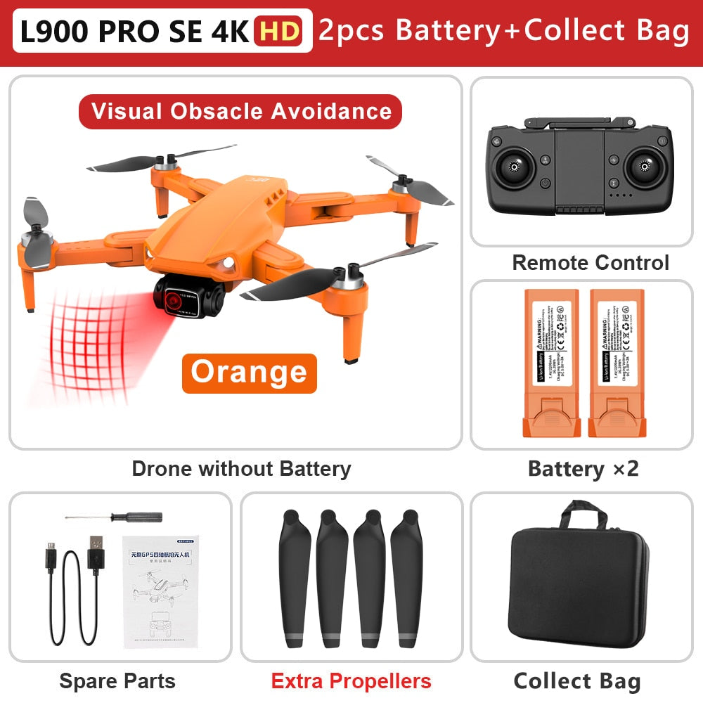 L900 PRO SE 4K HD Dual Camera Drone Visual Obstacle Avoidance Brushless Motor GPS 5G WIFI RC Dron Professional FPV Quadcopter Camera Drone DailyAlertDeals O 4K HD-2B-Bag China 