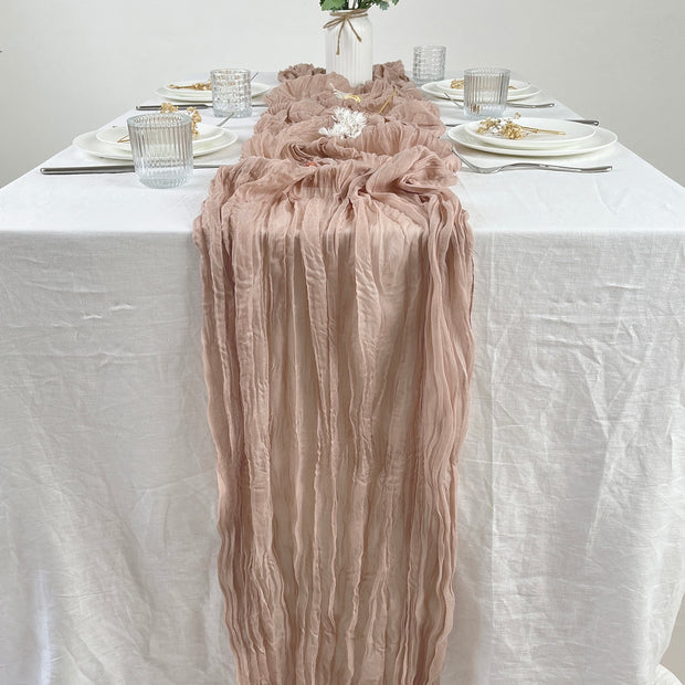 Wedding Gauze Table Runner Semi-Sheer Vintage Cheesecloth Table Setting Dining Party Christmas Banquets Arches Cake Decor Table Runners DailyAlertDeals 90X180cm Beige 
