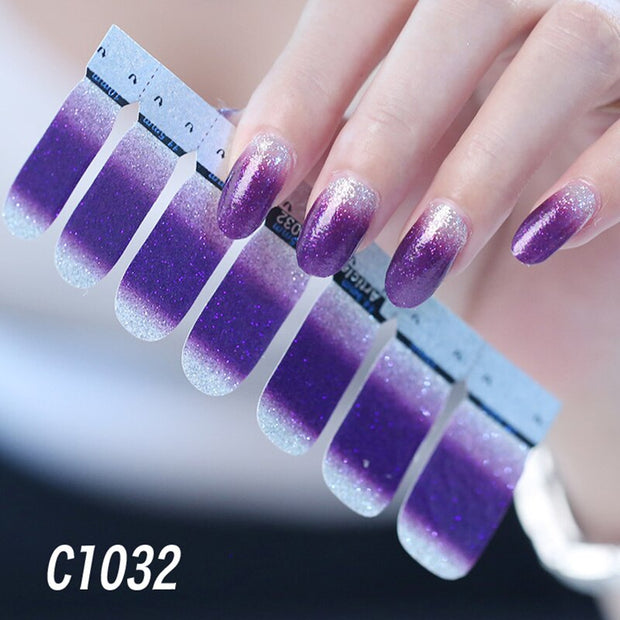 1sheet Korean Nail Polish Strips DIY Waterproof Nail Wraps Mixed Patterns Full Nail Patch Adhesive for Women Nail Art Stickers nail decal sticker DailyAlertDeals C1032  
