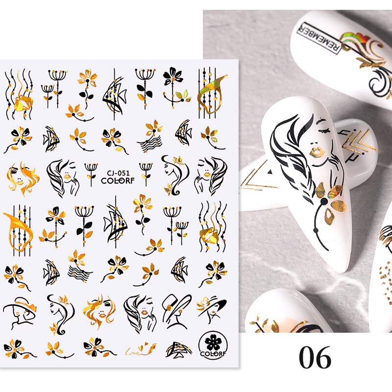 Harunouta 2022 NEW Gold Bronzing Slider Nail Art 3D Decals Decoration Flower Leaves Nail Art Sticker DIY Manicure Transfer Decal 0 DailyAlertDeals