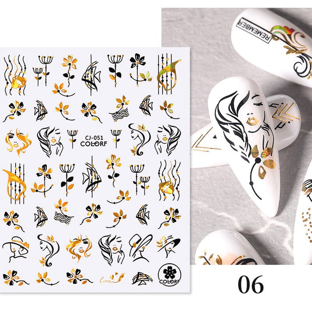 Harunouta Gold Leaf 3D Nail Stickers Spring Nail Design Adhesive Decals Trends Leaves Flowers Sliders for Nail Art Decoration 0 DailyAlertDeals A06  