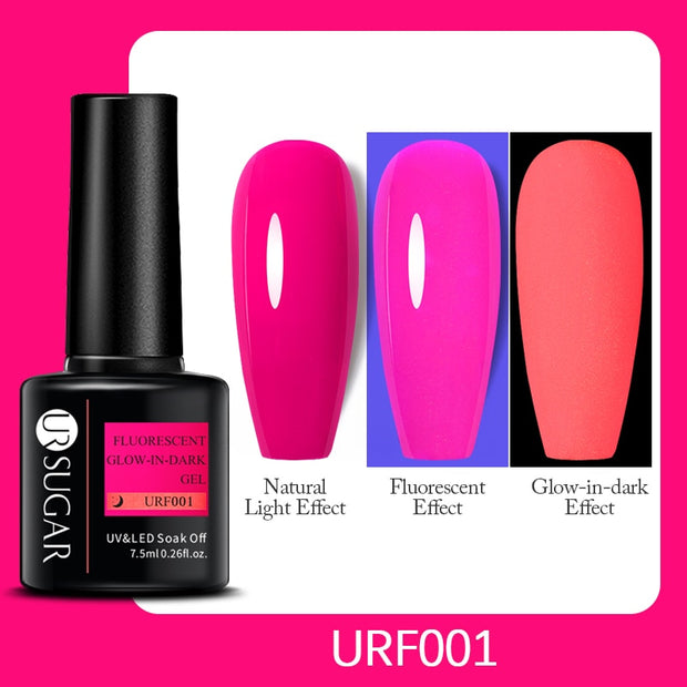 UR SUGAR Fluorescent Gel Nail Polish Neon Yellow Green Blue Color Gel Soak Off UV Nail Gel Varnish For Nail Art Top Coat Neon Fluorescent Gel Nail Polish DailyAlertDeals Luminous URF001  