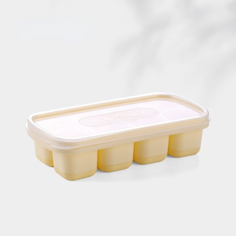 Silicone Ice Cube Mould With DIY Lid 8 Grid Soft Bottom Ice Cube Mold Square Fruit Ice Cube Maker Tray Kitchen Bar Tools 0 DailyAlertDeals yellow  