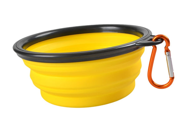 1000ml Large Collapsible Dog Pet Folding Silicone Bowl Outdoor Travel Portable Puppy Food Container Feeder Dish Bowl Pet Bowls, Feeders & Waterers DailyAlertDeals Yellow 350ml 