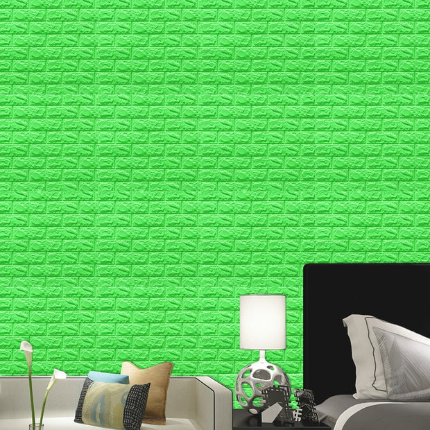 10pcs 3D Wall Sticker Imitation Brick Bedroom Decoration Waterproof Self Adhesive Wallpaper For Living Room Kitchen TV Backdrop 0 DailyAlertDeals green China 