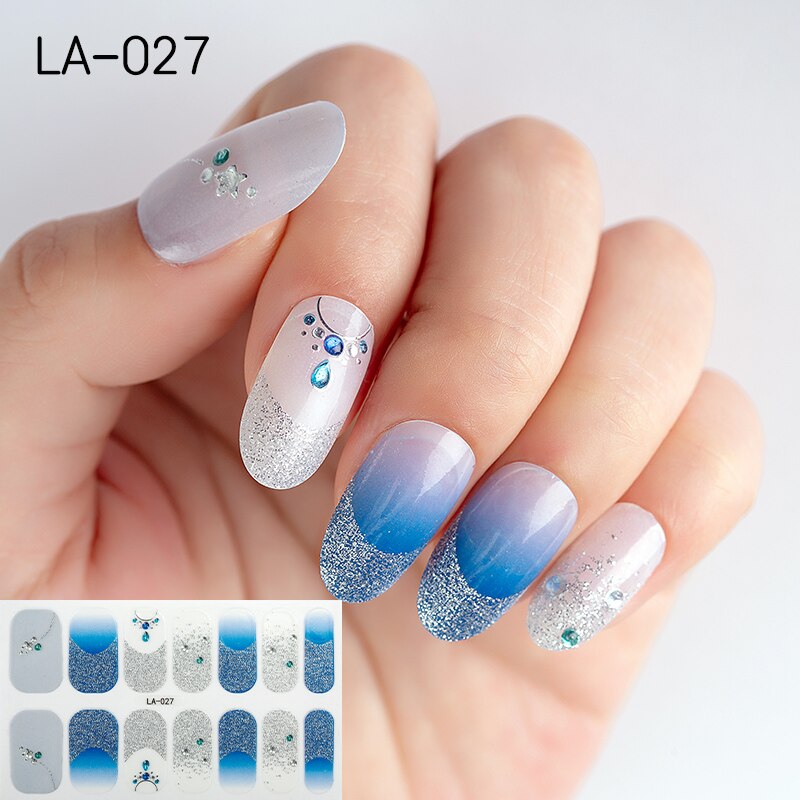 22tips Korea Toe Nail Sticker Wraps Adhesive Decals Toenail Polish Strips DIY Pedicure Foot Decals Manicure Women nail art DailyAlertDeals LA-027(14Tips)  