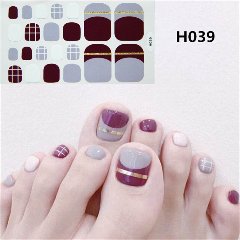 22tips Korea Toe Nail Sticker Wraps Adhesive Decals Toenail Polish Strips DIY Pedicure Foot Decals Manicure Women nail art DailyAlertDeals H039  