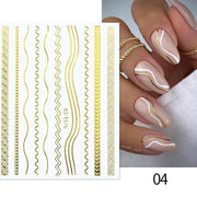 1PC Silver Gold Lines Stripe 3D Nail Sticker Geometric Waved Star Heart Self Adhesive Slider Papers Nail Art Transfer Stickers 0 DailyAlertDeals 1576 Gold  