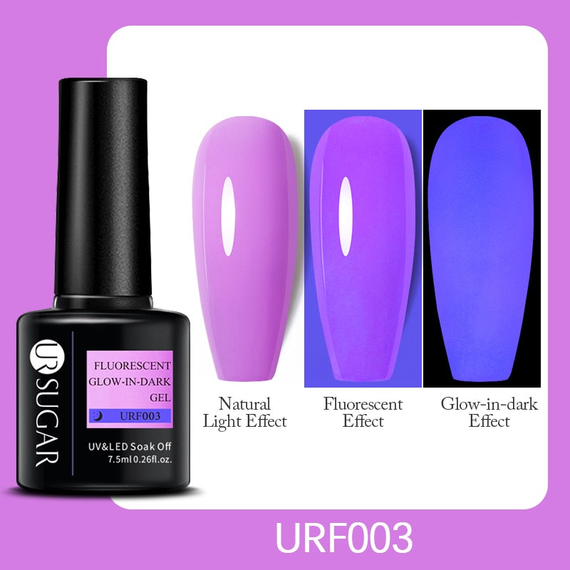 UR SUGAR Fluorescent Gel Nail Polish Neon Yellow Green Blue Color Gel Soak Off UV Nail Gel Varnish For Nail Art Top Coat Neon Fluorescent Gel Nail Polish DailyAlertDeals Luminous URF003  