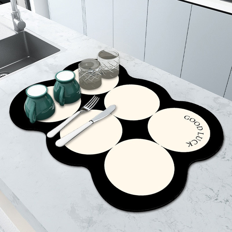 Kitchen Rubber Pad Dish Drying Mat Super Absorbent Drainer Mats Tableware Bottle Rugs Kitchen Dinnerware Placement Rubber pads DailyAlertDeals BH drying mat W20 x L30CM 