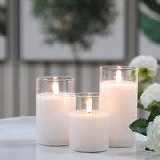 3Pcs Glass Wax Flameless Candles 3D Effect LED Candles White Wax Battery Candles with 8-Key Remote Control Home Decor Candles DailyAlertDeals White China 