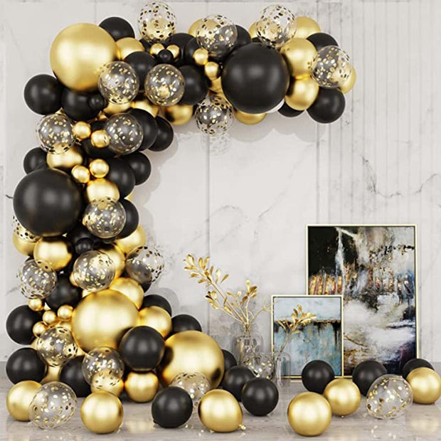 Black Gold Balloon Garland Arch Kit Confetti Latex Baloon Graduation Happy 30th 40th Birthday Balloons Decor Baby Shower Favor 0 DailyAlertDeals   