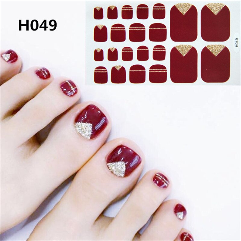 22tips Korea Toe Nail Sticker Wraps Adhesive Decals Toenail Polish Strips DIY Pedicure Foot Decals Manicure Women nail art DailyAlertDeals H049  