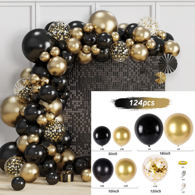 Black Gold Balloon Garland Arch Kit Confetti Latex Baloon Graduation Happy 30th 40th Birthday Balloons Decor Baby Shower Favor 0 DailyAlertDeals 53 Balloon Set 