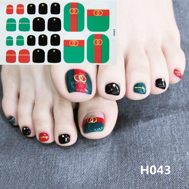 22tips Korea Toe Nail Sticker Wraps Adhesive Decals Toenail Polish Strips DIY Pedicure Foot Decals Manicure Women nail art DailyAlertDeals   