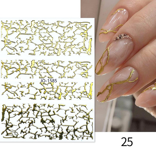 The New Heart Love Design Gold Sliver 3D Nail Art Sticker English Letter French Striping Lines Trasnfer Sliders Valentine Decor 0 DailyAlertDeals French 25  