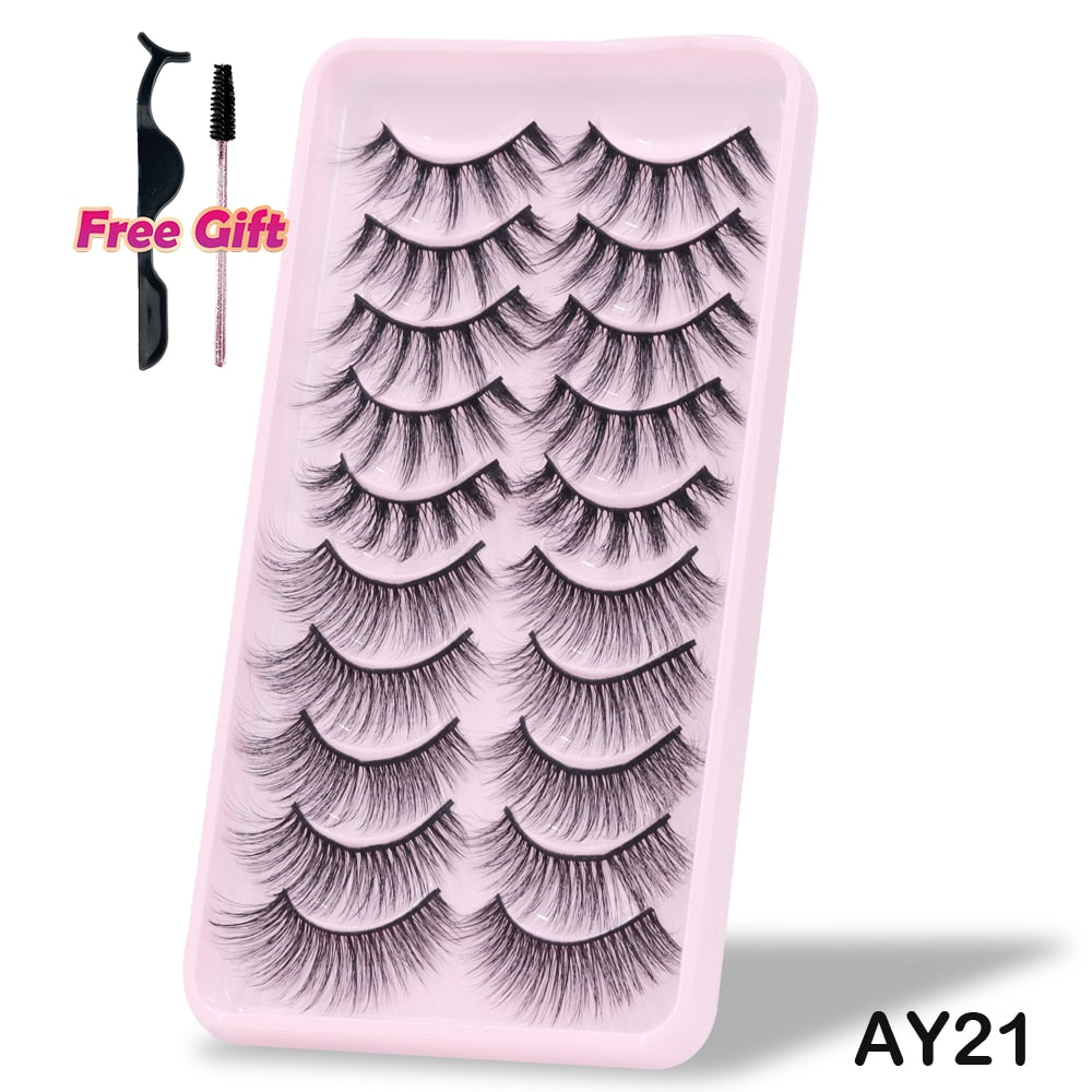 5/10Pairs 3D Mink Lashes Natural Eyelashes Dramatic False Eyelashes Faux Cils Makeup Wholesale Fake Eyelash Extension maquiagem 0 DailyAlertDeals 10Pairs-AY21 China 