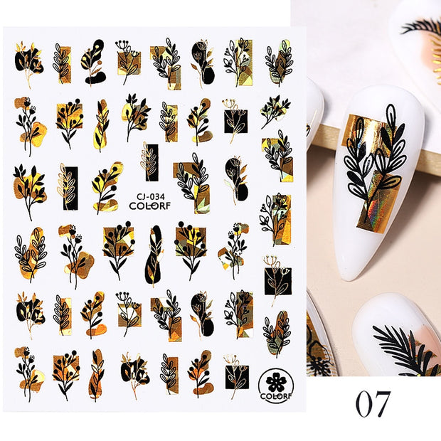 Harunouta Gold Leaf 3D Nail Stickers Spring Nail Design Adhesive Decals Trends Leaves Flowers Sliders for Nail Art Decoration 0 DailyAlertDeals B07  