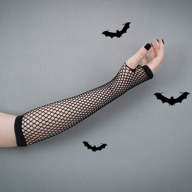 Stylish Long Black Fishnet Gloves Womens Fingerless Gloves Girls Dance Gothic Punk Rock Costume Fancy Gloves Fingerless Gloves DailyAlertDeals   
