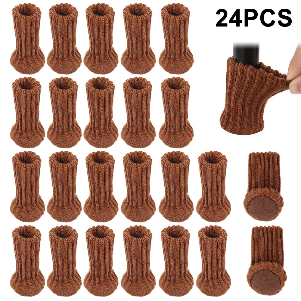 24PCS Table Legs Socks Knitted Chair Cover Furniture Legs Sock Chair Leg Protector Cover Legs For Furniture Chair Leg Caps Furniture Legs Sock DailyAlertDeals Brown Italy 