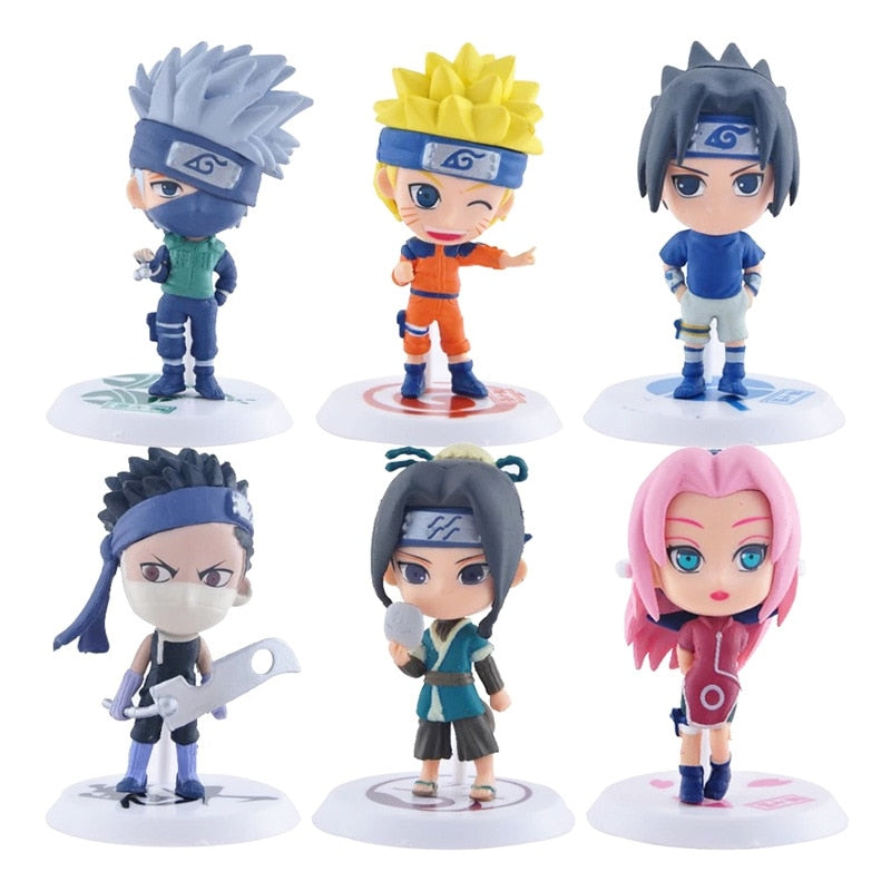 6 Pcs/Lot NARUTO Sasuke Gaara Uchiha Madara Figure 7-8cm 2 Style Personality Base Mini Figurines Action & Toy Figures DailyAlertDeals 6Pcs 2  