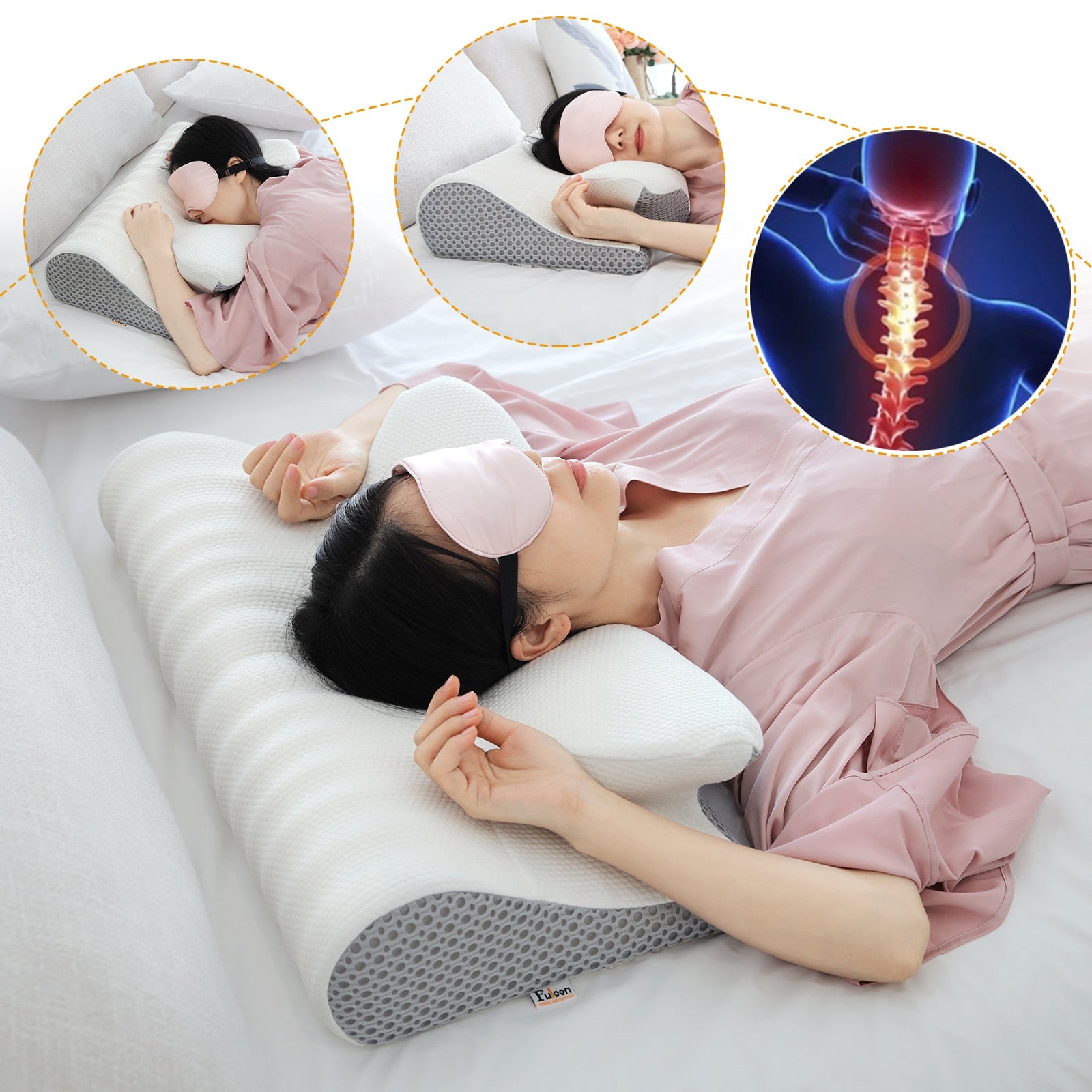 Soft Polyester Fiber Memory Foam Pillow Neck Support Pillow For Side Back Stomach Sleeper Pillows neck pain pillow DailyAlertDeals   