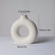 Nordic Ceramic Vase for Pampas Grass Donuts Flower Pot Home Decoration Accessories Office Living Room Interior Table Desk Decor Nordic Ceramic Vase DailyAlertDeals White M China 