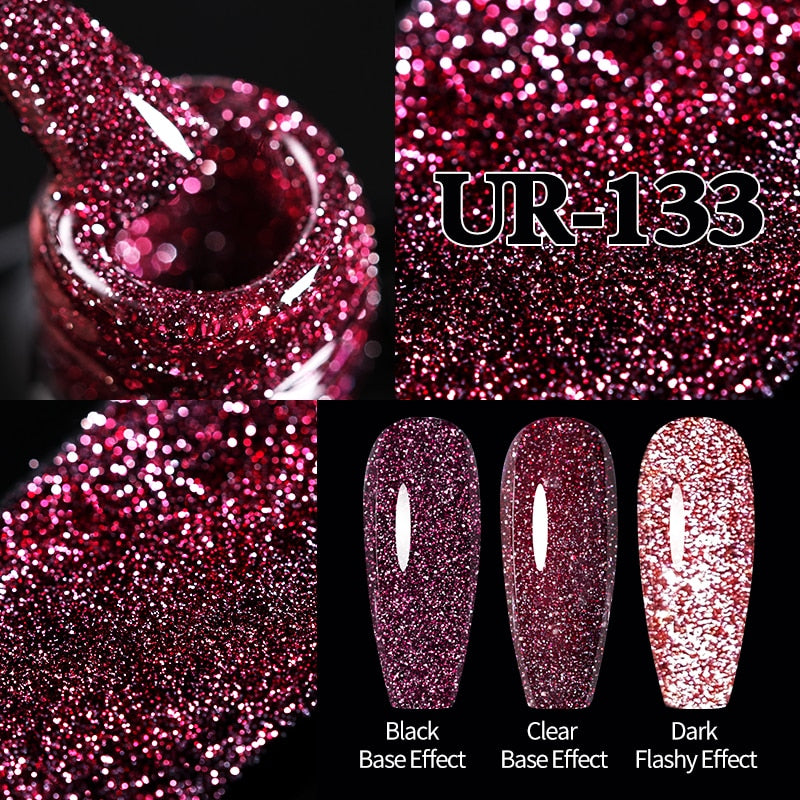 UR SUGAR Sparkling Gel Nail Polish Reflective Glitter Nail Gel Semi Permanent Nail Art Varnish For Manicures Need Base Top Coat 0 DailyAlertDeals Reflective 133  