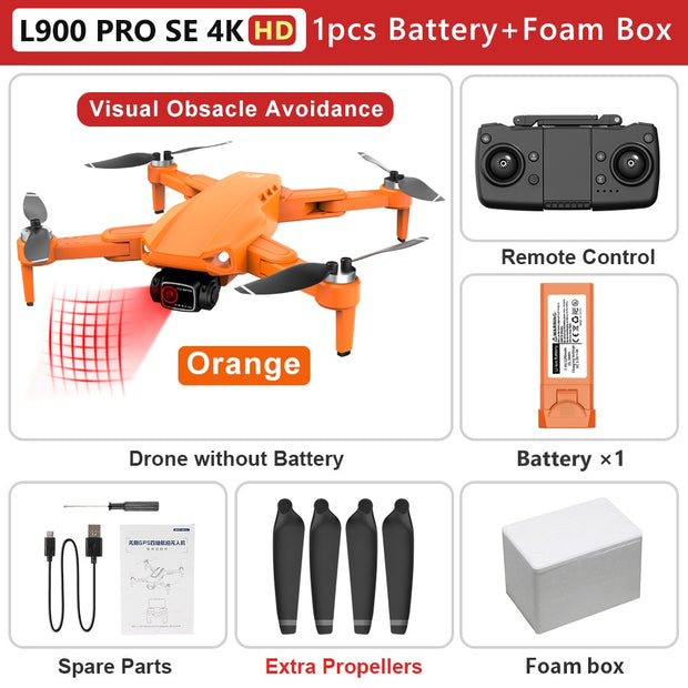 L900 PRO SE 4K HD Dual Camera Drone Visual Obstacle Avoidance Brushless Motor GPS 5G WIFI RC Dron Professional FPV Quadcopter Camera Drone DailyAlertDeals O 4K HD-1B-Foam China 