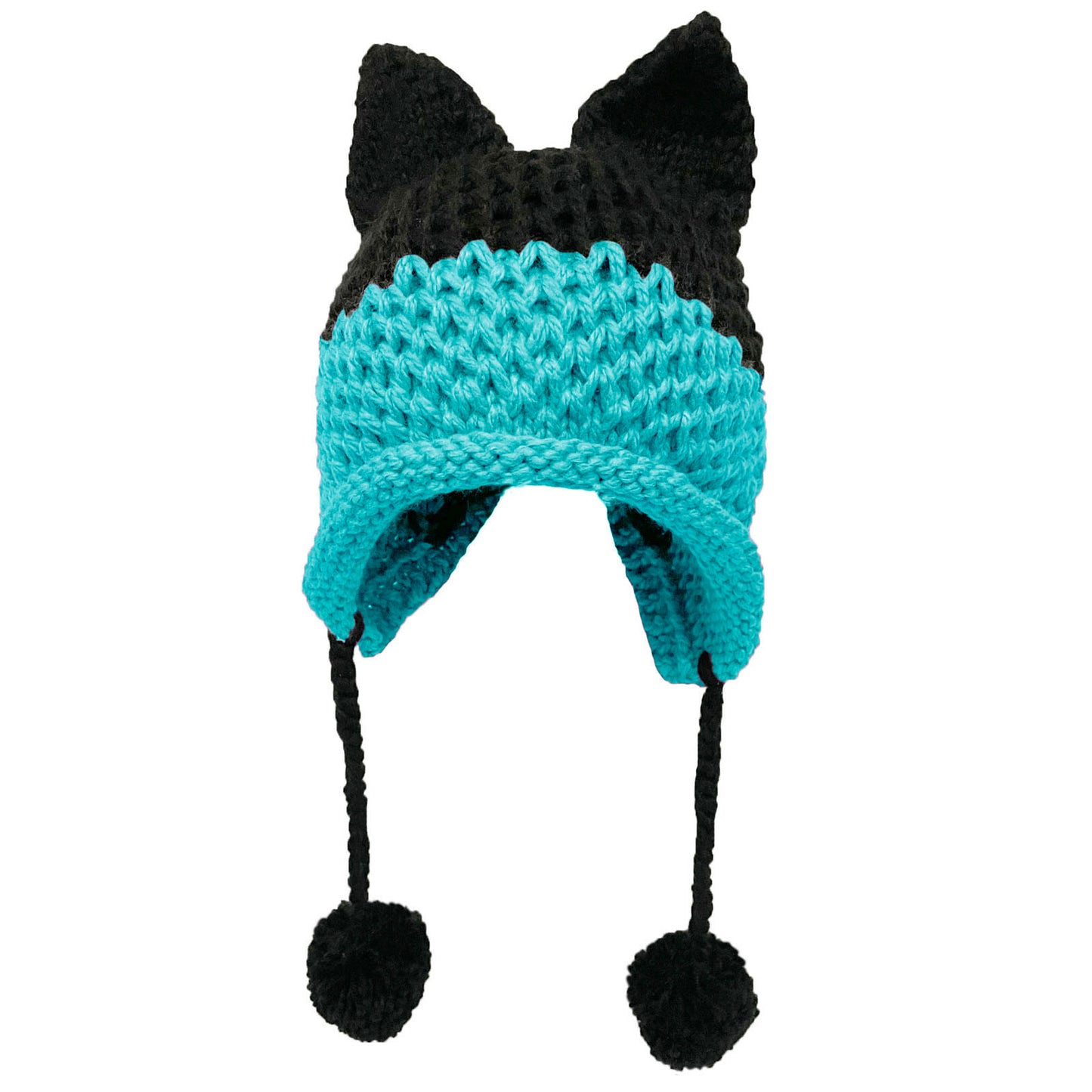 BomHCS Cute Fox Ears Beanie Winter Warm 100% Handmade Knit Hat 0 DailyAlertDeals Black Sky Blue  