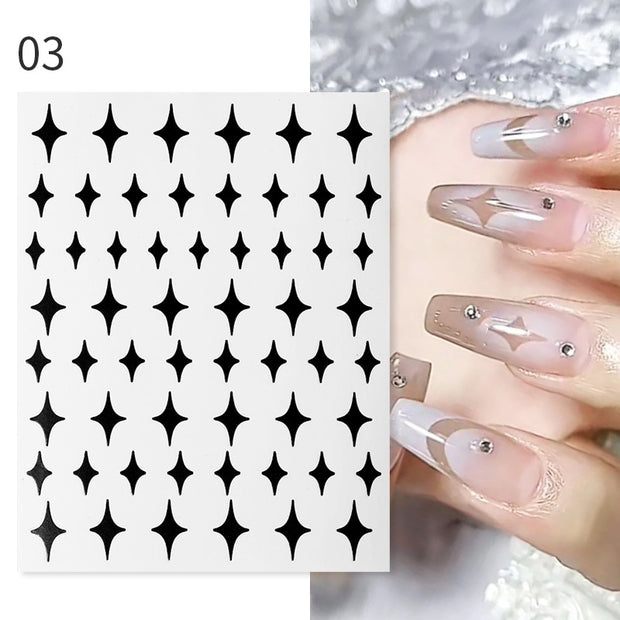 French 3D Nail Decals Stickers Stripe Line French Tips Transfer Nail Art Manicure Decoration Gold Reflective Glitter Stickers nail art DailyAlertDeals B03  