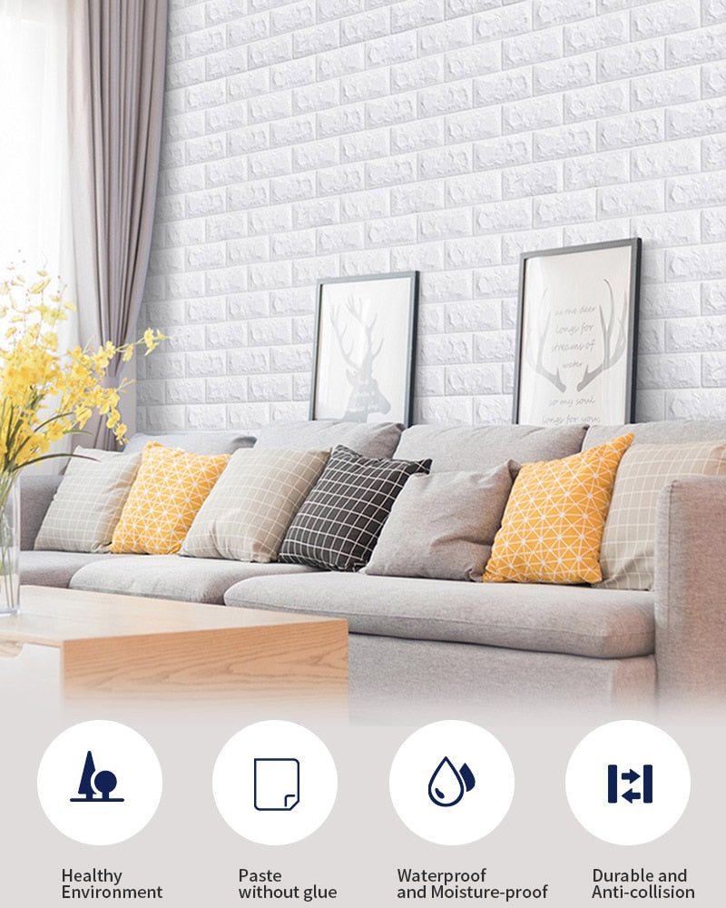 10pcs 3D Wall Sticker Imitation Brick Bedroom Decoration Waterproof Self Adhesive Wallpaper For Living Room Kitchen TV Backdrop 0 DailyAlertDeals   