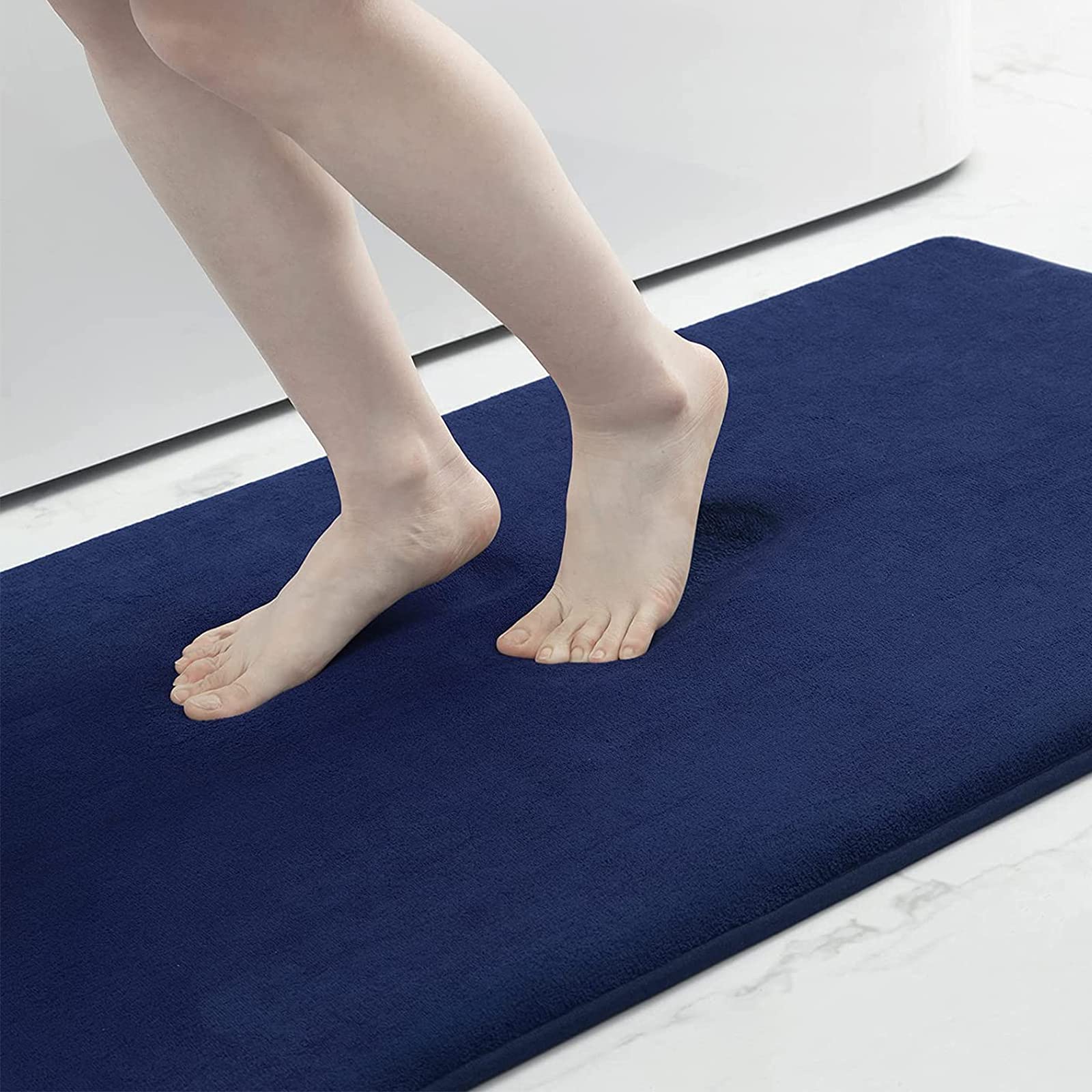 Memory Foam Bath Mat Anti-Slip Shower Carpet Soft Foot Pad Decoration Floor Protector Absorbent Quick Dry Bathroom Rug Mats & Rugs DailyAlertDeals 43x61cm(17x24inch) China navy blue